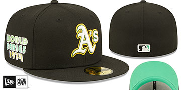 Athletics 1974 WS 'CITRUS POP' Black-Green Fitted Hat by New Era