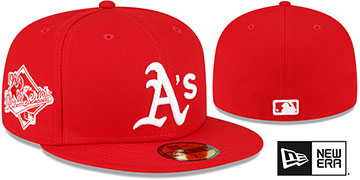 Athletics 1989 'WS SIDE-PATCH UP' Red-White Fitted Hat by New Era