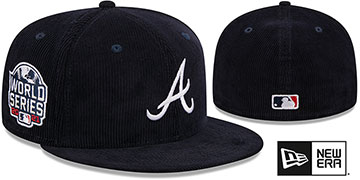 Braves 'OLD SCHOOL CORDUROY SIDE-PATCH' Navy Fitted Hat by New Era