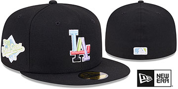 Dodgers 'COLOR PACK SIDE-PATCH' Black Fitted Hat by New Era