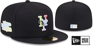 Mets 'COLOR PACK SIDE-PATCH' Black Fitted Hat by New Era