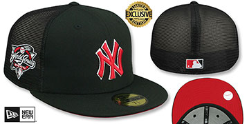 Yankees 2000 WS 'MESH-BACK SIDE-PATCH' Black-Red Fitted Hat by New Era