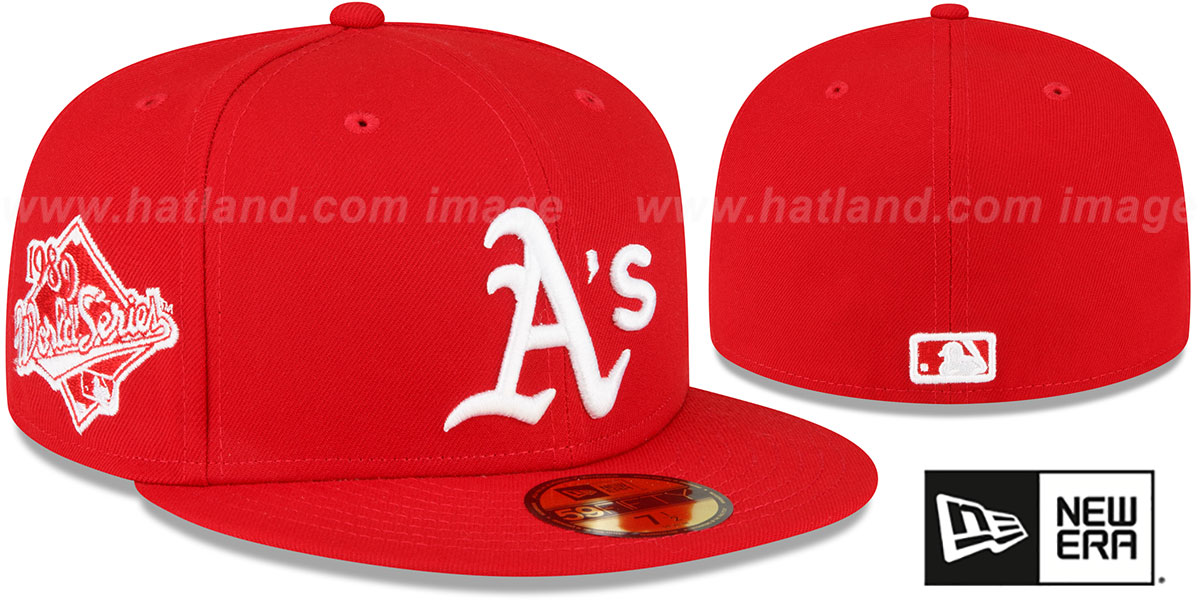 Athletics 1989 'WS SIDE-PATCH UP' Red-White Fitted Hat by New Era