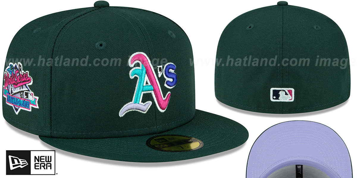 Athletics 1989 WS 'POLAR LIGHTS' Green-Lavender Fitted Hat by New Era