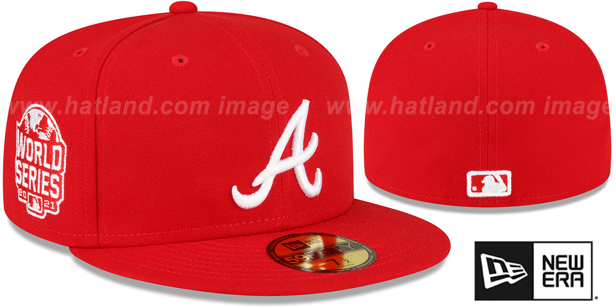 Braves 2021 'WS SIDE-PATCH UP' Red-White Fitted Hat by New Era