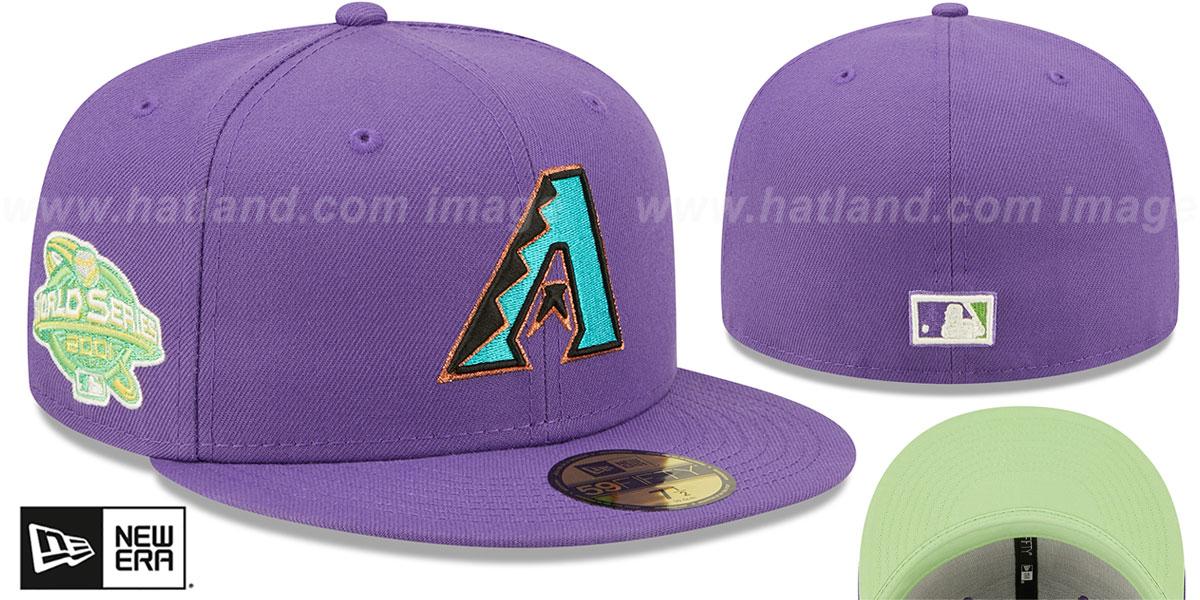 Diamondbacks 2001 WS 'CITRUS POP' Purple-Green Fitted Hat by New Era