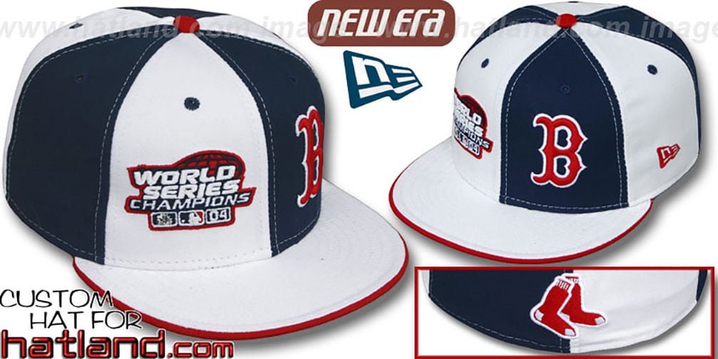 Red Sox 'WS CHAMPS' DOUBLE WHAMMY White-Navy Fitted Hat