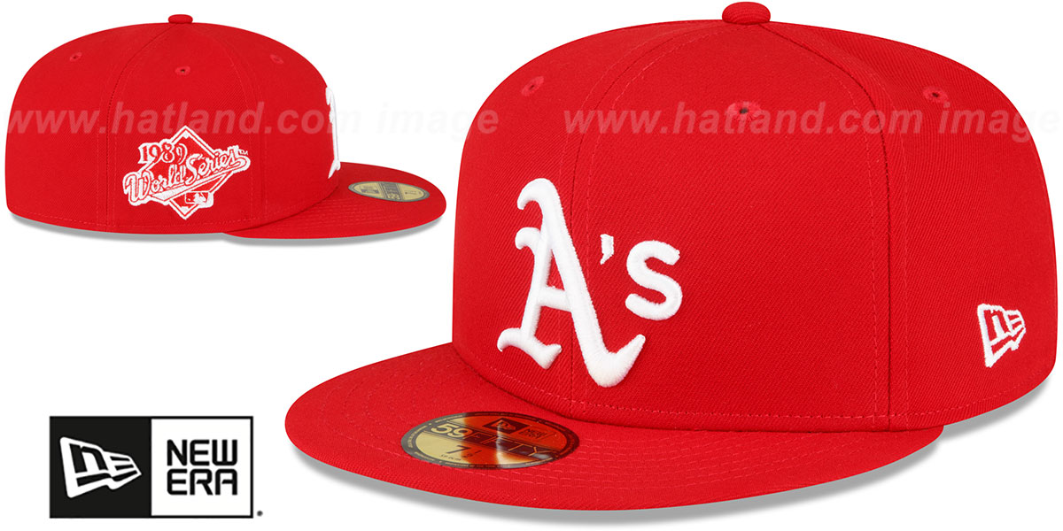 Athletics 1989 'WS SIDE-PATCH UP' Red-White Fitted Hat by New Era