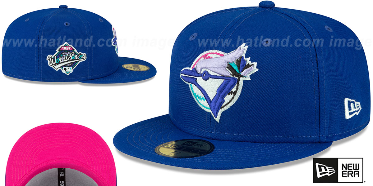 Blue Jays 1992 WS 'POLAR LIGHTS' Royal-Pink Fitted Hat by New Era