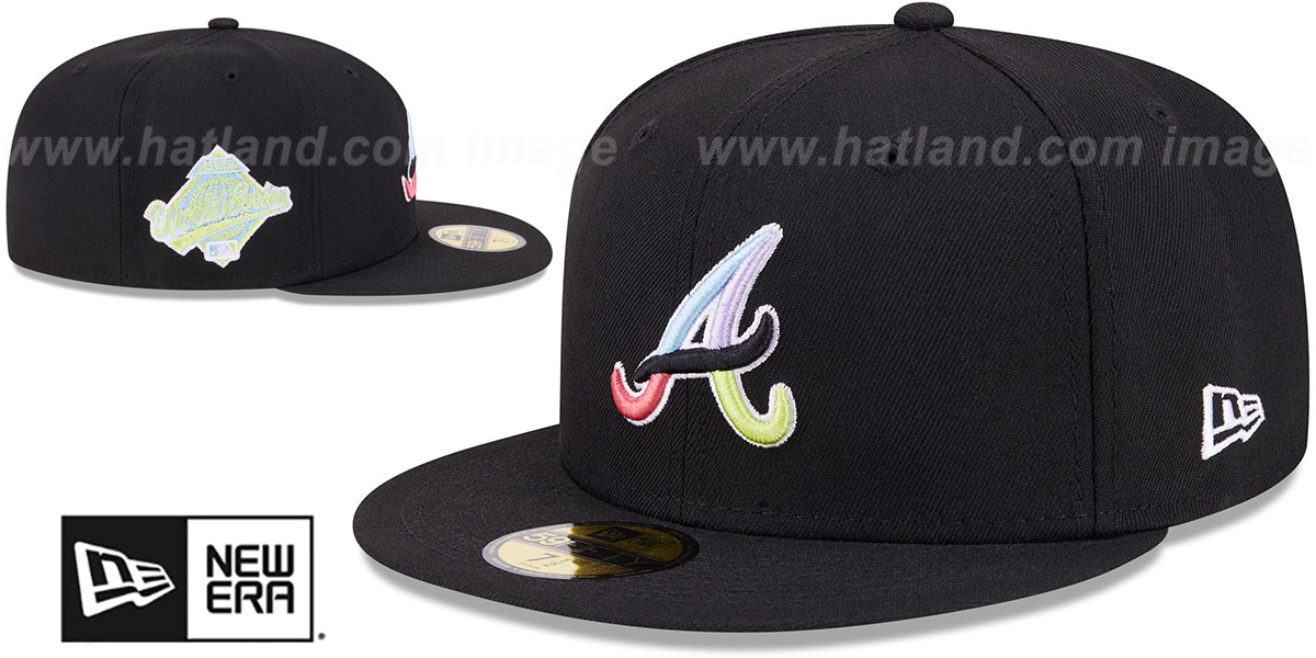 Braves 'COLOR PACK SIDE-PATCH' Black Fitted Hat by New Era