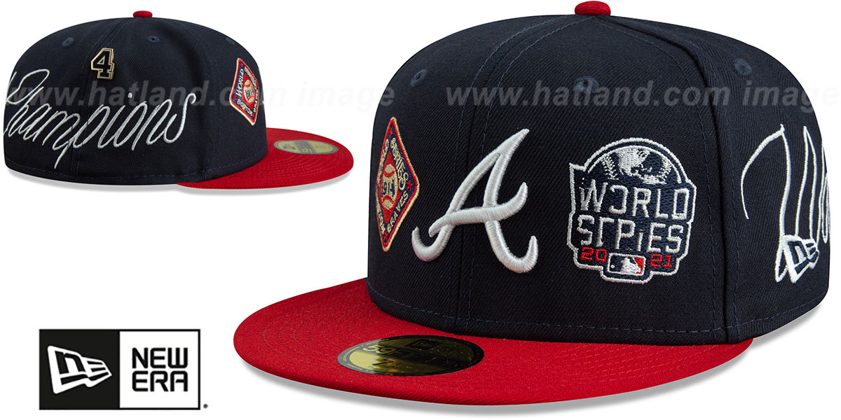 Braves 'HISTORIC CHAMPIONS' Navy-Red Fitted Hat by New Era