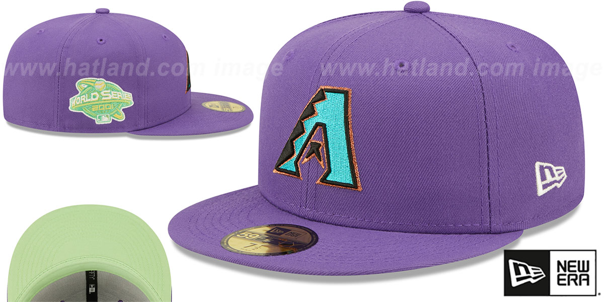 Diamondbacks 2001 WS 'CITRUS POP' Purple-Green Fitted Hat by New Era