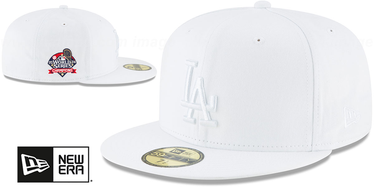 Dodgers '2024 WORLD SERIES' CHAMPIONS White-on-White Fitted Hat by New Era