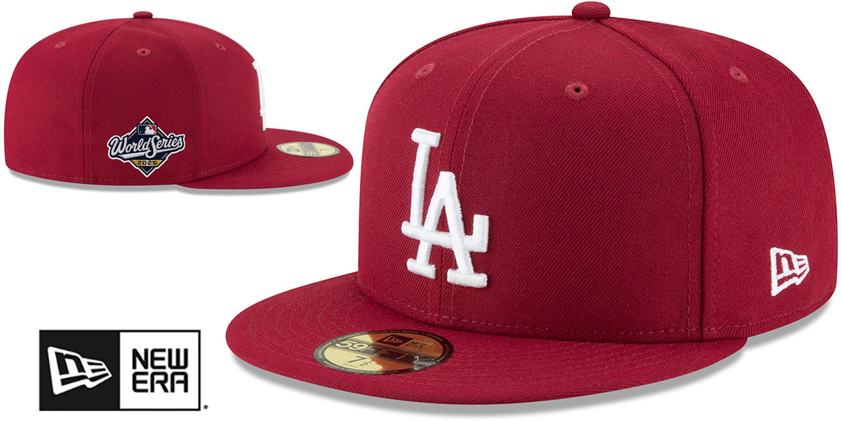 Dodgers '2025 WORLD SERIES' Burgundy-White Fitted Hat by New Era