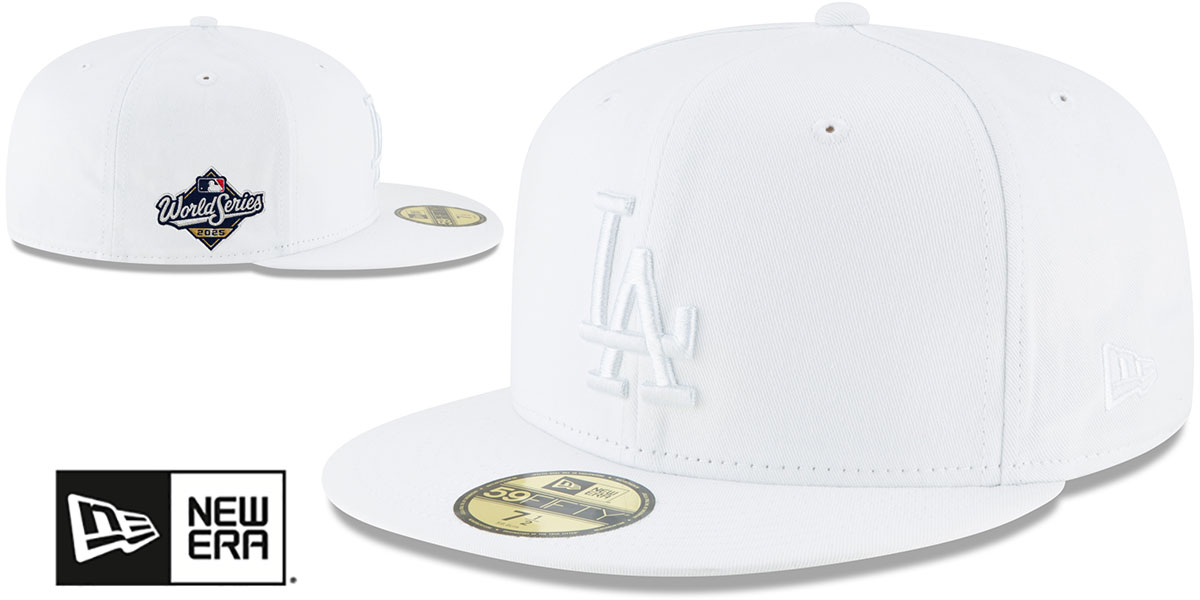 Dodgers '2025 WORLD SERIES' WHITEOUT Fitted Hat by New Era