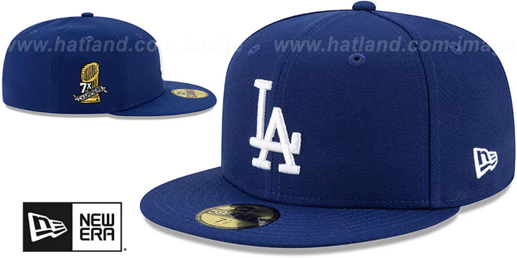 Dodgers '7X WORLD SERIES' CHAMPIONS Royal Fitted Hat by New Era