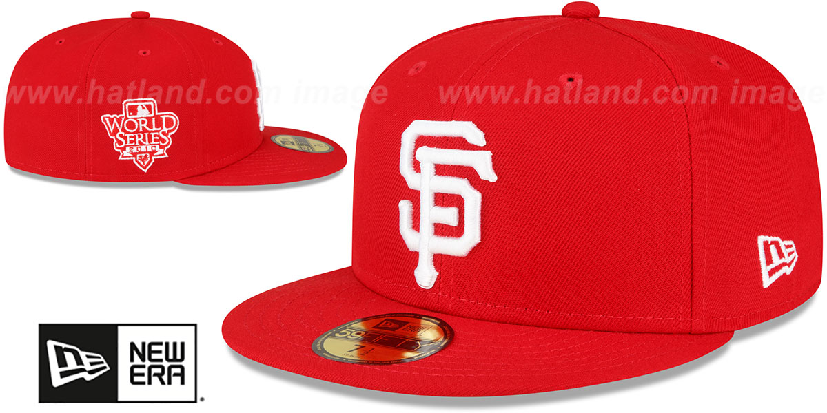 Giants 2010 'WS SIDE-PATCH UP' Red-White Fitted Hat by New Era