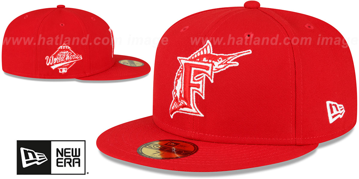 Marlins 1997 'WS SIDE-PATCH UP' Red-White Fitted Hat by New Era