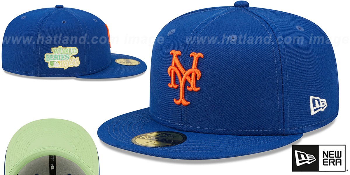 Mets 1986 WS 'CITRUS POP' Royal-Green Fitted Hat by New Era