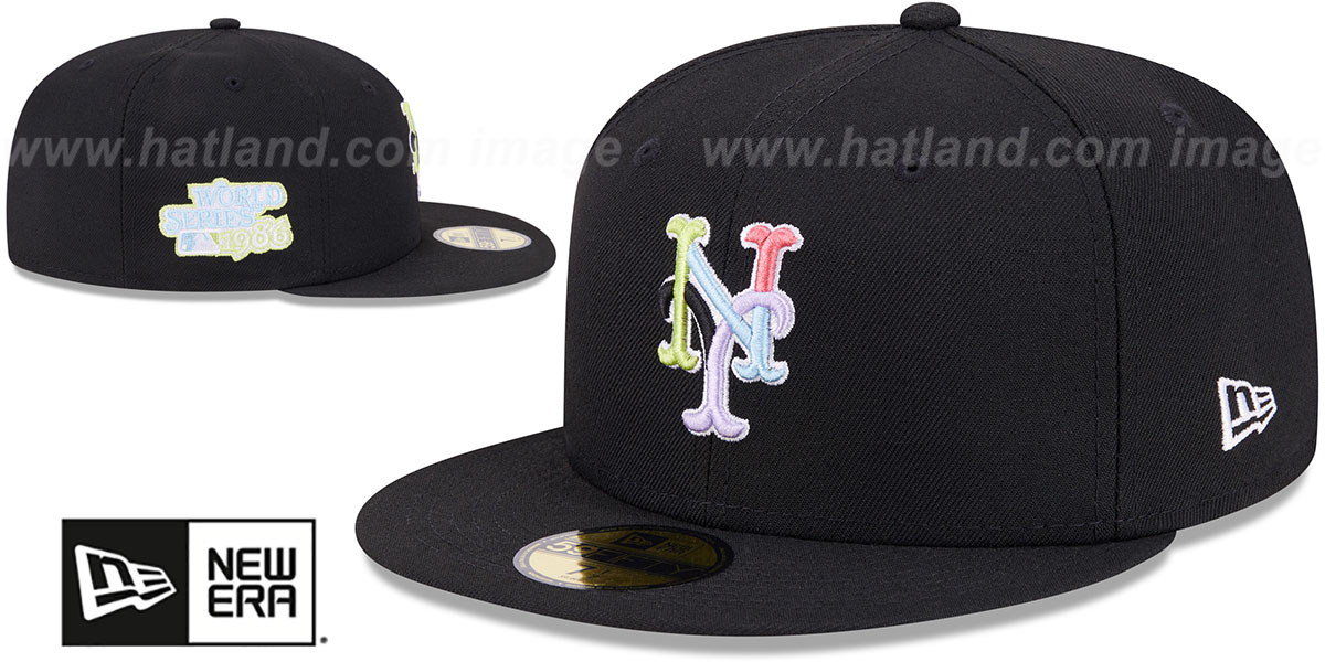 Mets 'COLOR PACK SIDE-PATCH' Black Fitted Hat by New Era