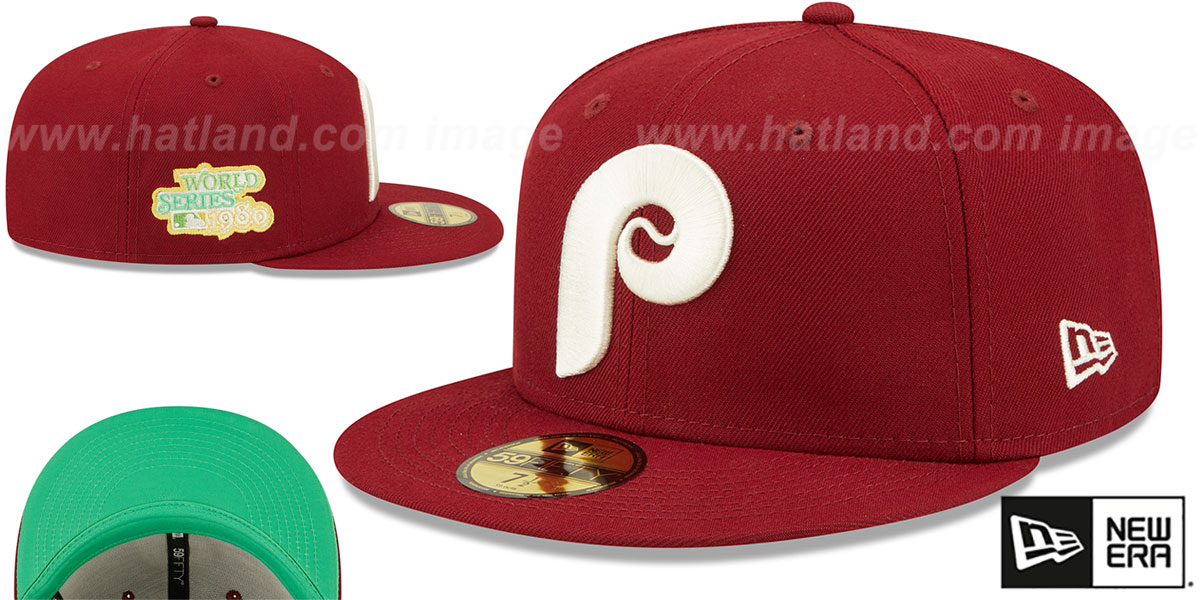 Phillies 1980 WS 'CITRUS POP' Burgundy-Green Fitted Hat by New Era