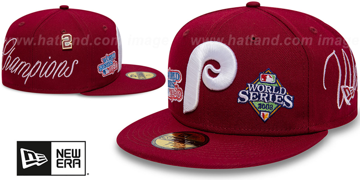 Phillies 'HISTORIC CHAMPIONS' Burgundy Fitted Hat by New Era