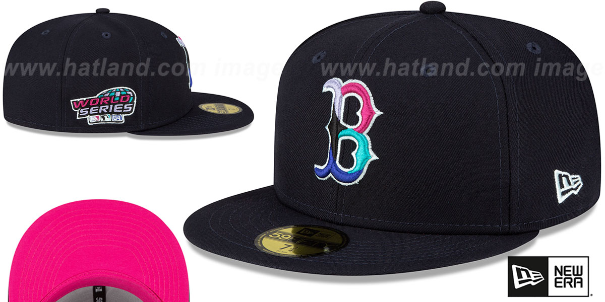 Red Sox 2004 WS 'POLAR LIGHTS' Navy-Pink Fitted Hat by New Era