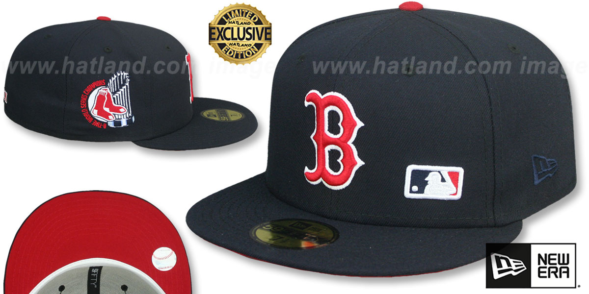 Red Sox 8X WORLD SERIES CHAMPS 'RED-BOTTOM' Navy Fitted Hat by New Era