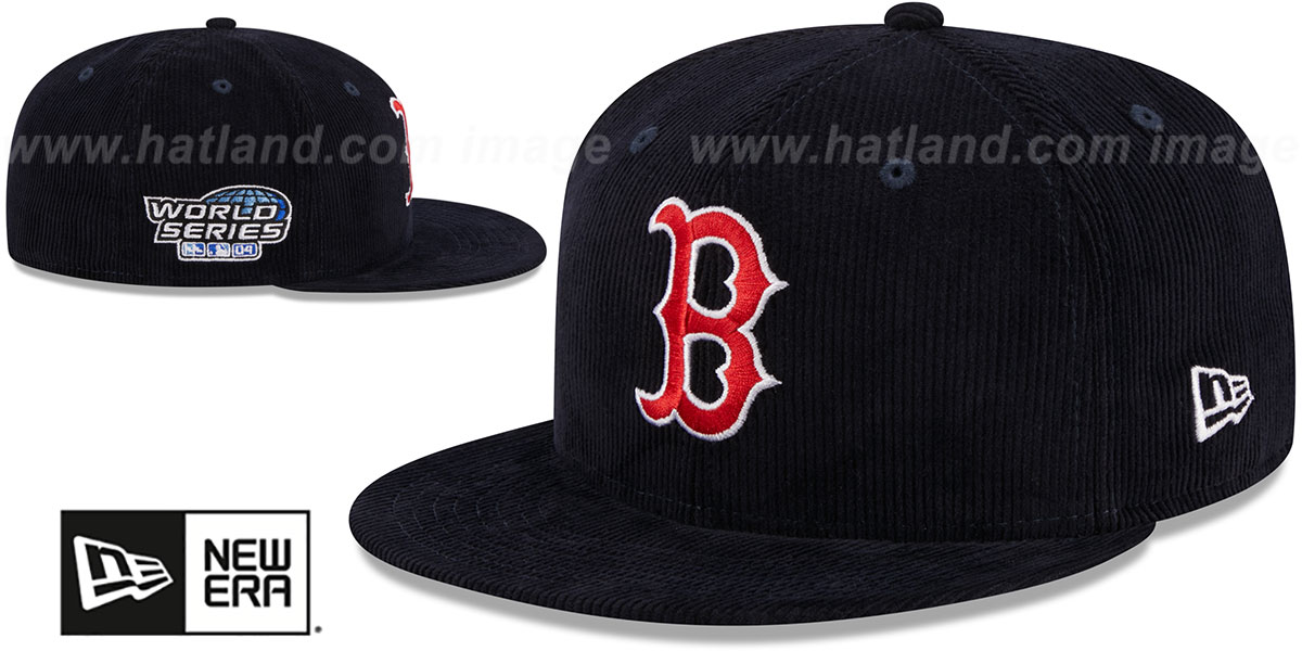 Red Sox 'OLD SCHOOL CORDUROY SIDE-PATCH' Navy Fitted Hat by New Era