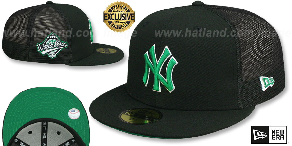 Yankees 1996 WS 'MESH-BACK SIDE-PATCH' Black-Green Fitted Hat by New Era