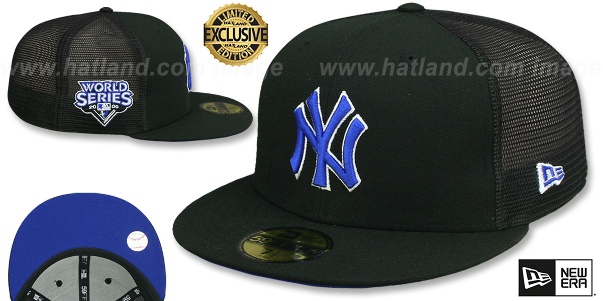 Yankees 2009 WS 'MESH-BACK SIDE-PATCH' Black-Royal Fitted Hat by New Era