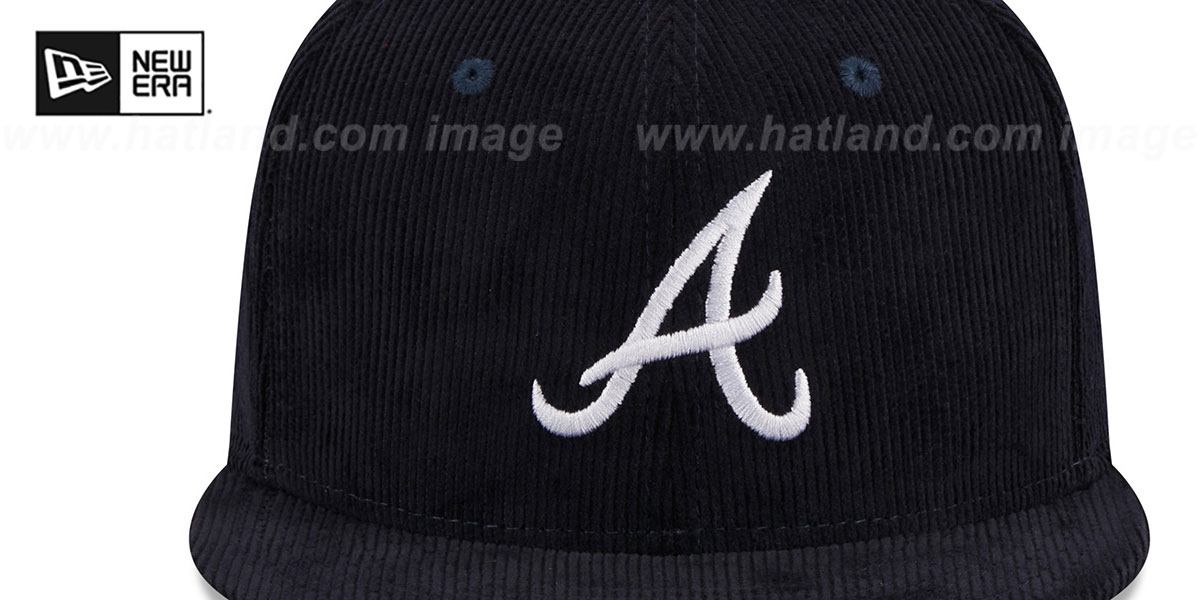 Braves 'OLD SCHOOL CORDUROY SIDE-PATCH' Navy Fitted Hat by New Era