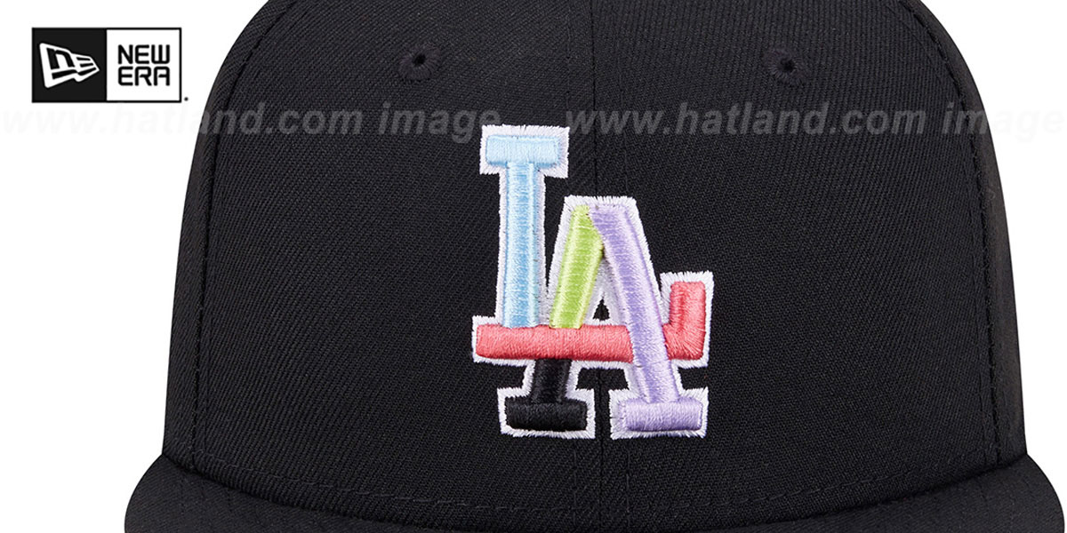 Dodgers 'COLOR PACK SIDE-PATCH' Black Fitted Hat by New Era