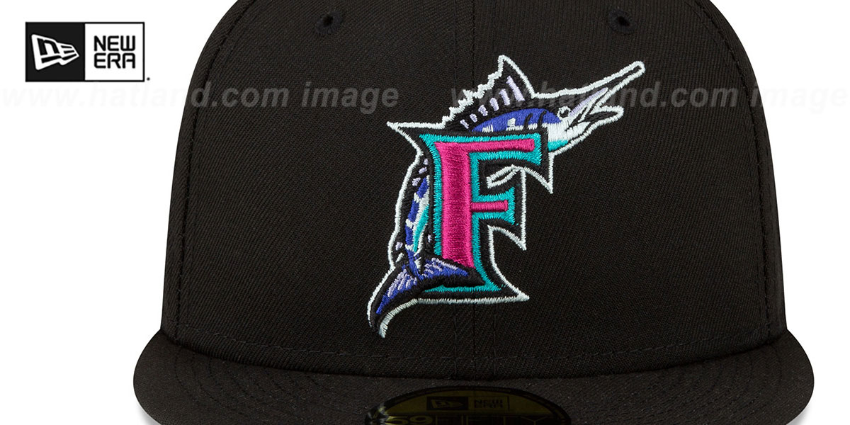 Marlins 1997 WS 'POLAR LIGHTS' Black-Teal Fitted Hat by New Era