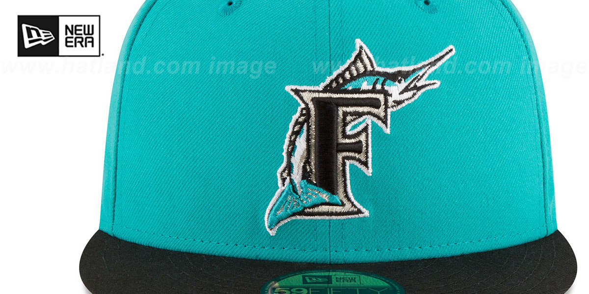Marlins 'WORLD SERIES SIDE PATCH' Teal-Black Fitted Hat by New Era