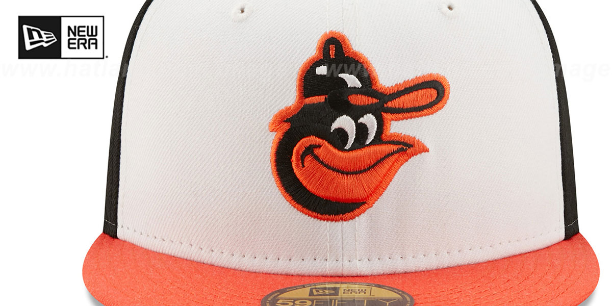 Orioles 1983 'LOGO-HISTORY' White-Black-Orange Fitted Hat by New Era