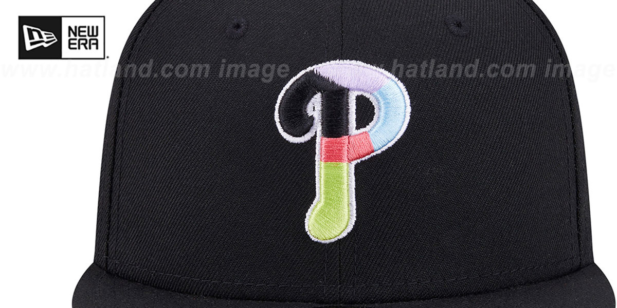 Phillies 'COLOR PACK SIDE-PATCH' Black Fitted Hat by New Era