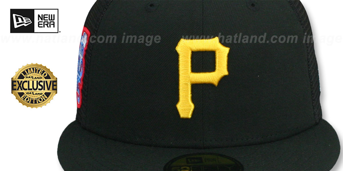 Pirates 76TH WS 'MESH-BACK SIDE-PATCH' Black-Black Fitted Hat by New Era