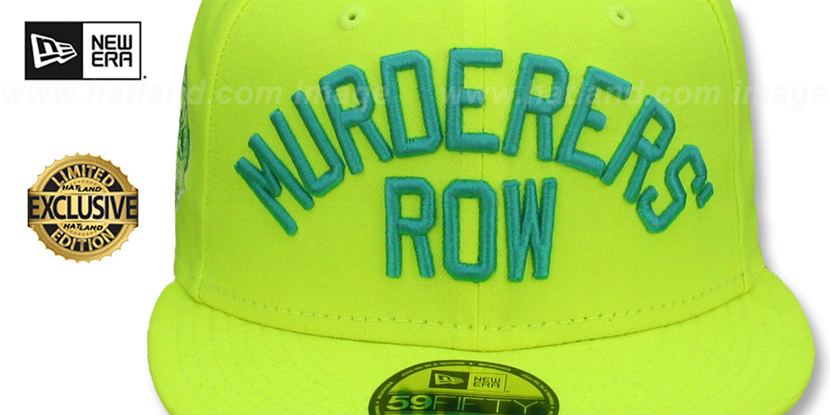 Yankees 'MURDERERS ROW' PATCH-BOTTOM Yellow-Teal Fitted Hat by New Era