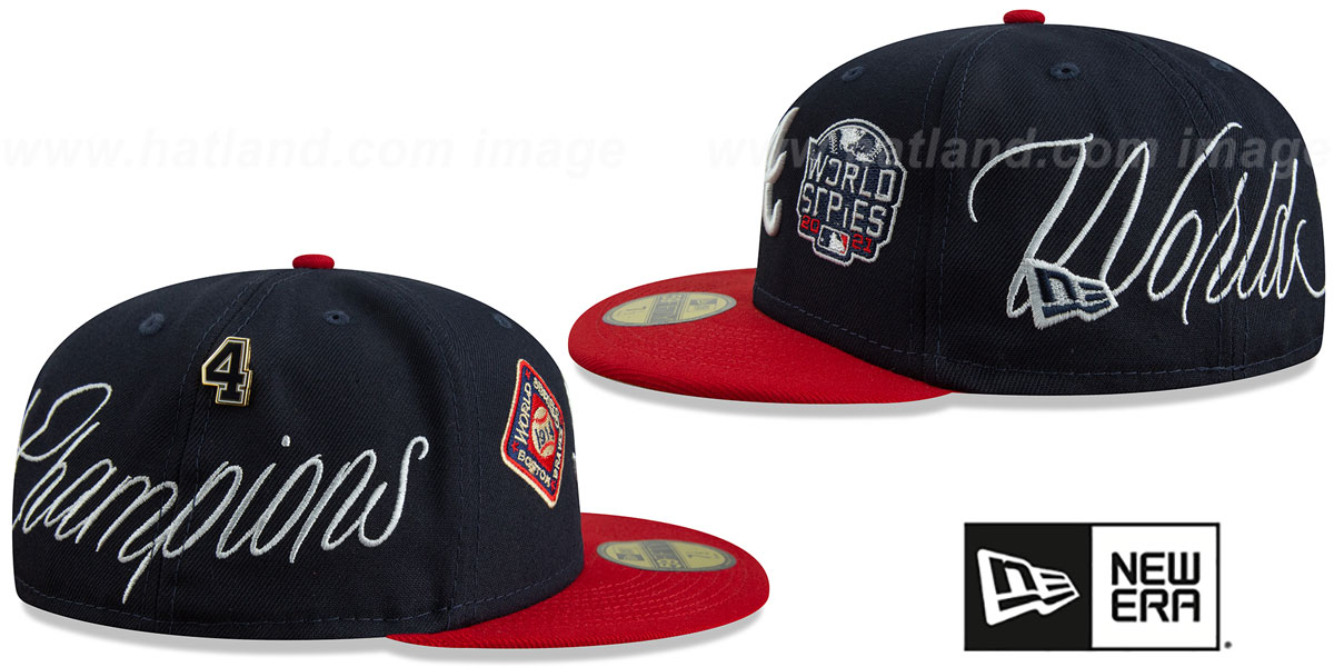 Braves 'HISTORIC CHAMPIONS' Navy-Red Fitted Hat by New Era