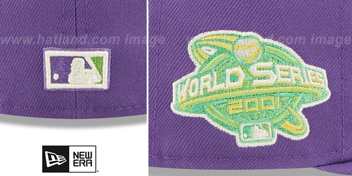 Diamondbacks 2001 WS 'CITRUS POP' Purple-Green Fitted Hat by New Era