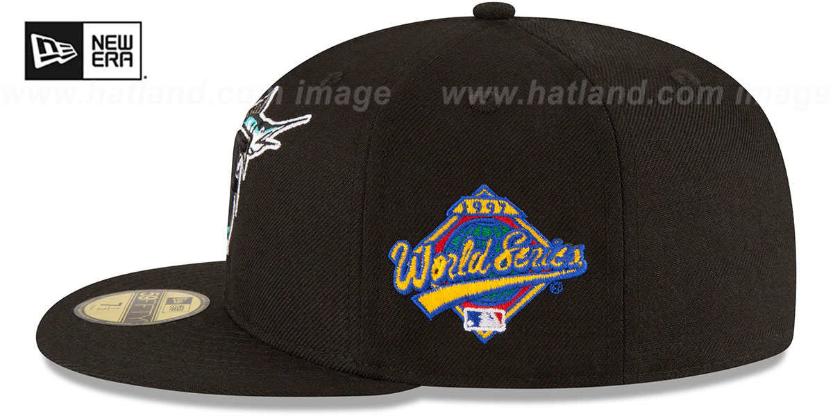 Marlins 'WORLD SERIES SIDE PATCH' Black Fitted Hat by New Era