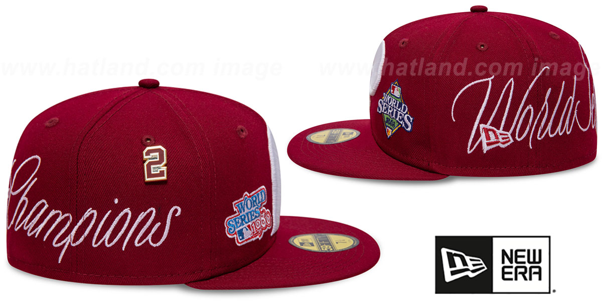 Phillies 'HISTORIC CHAMPIONS' Burgundy Fitted Hat by New Era