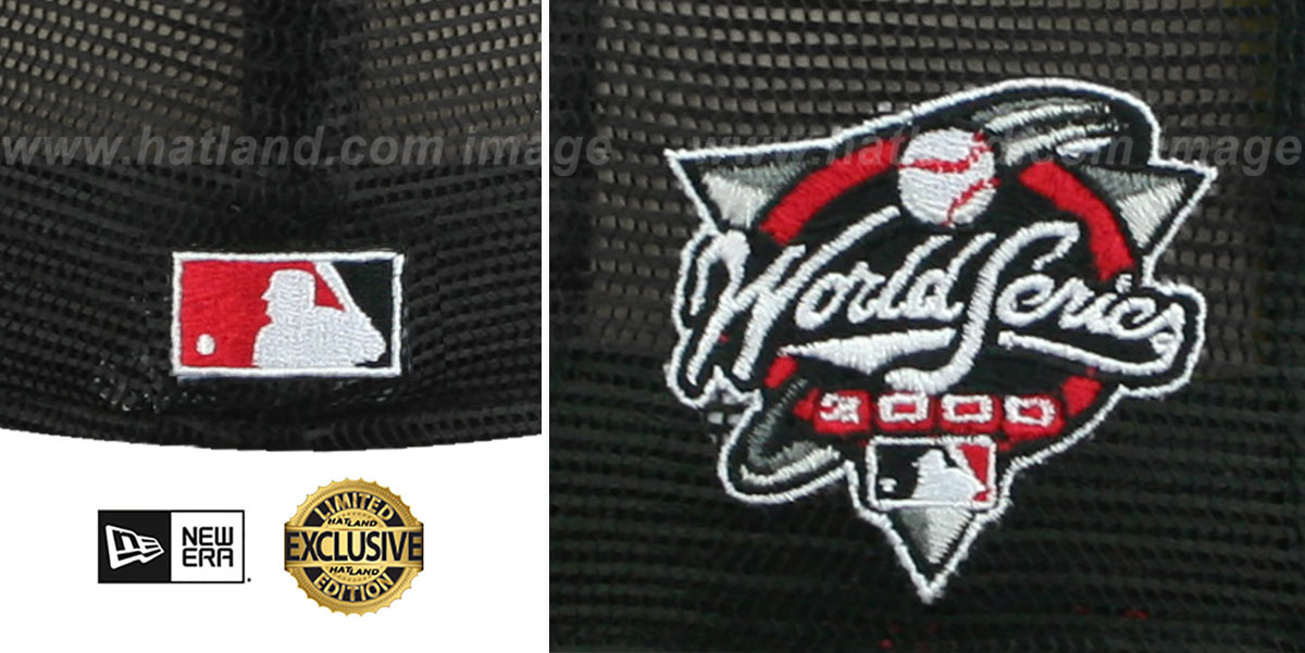 Yankees 2000 WS 'MESH-BACK SIDE-PATCH' Black-Red Fitted Hat by New Era